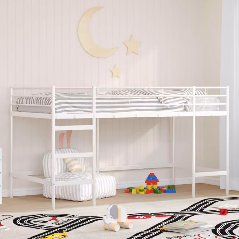 Maison Exclusive - Letto a soppalco per bambini, tinta unita bianco, 80 x 200 cm, acciaio