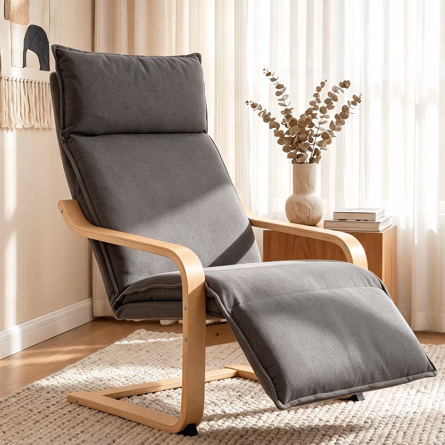 Poltrona relax moderna HOMCOM in velluto grigio con poggiapiedi e schienale alto per salotto o camera da letto – 2