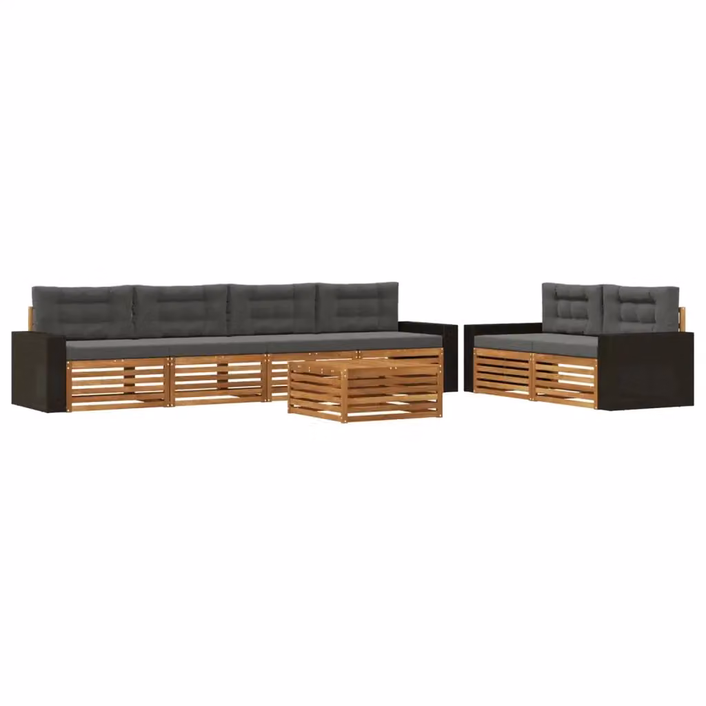 Set di divani da esterno moderno vidaXL in legno di acacia, 7 pezzi, colore antracite e marrone – 2