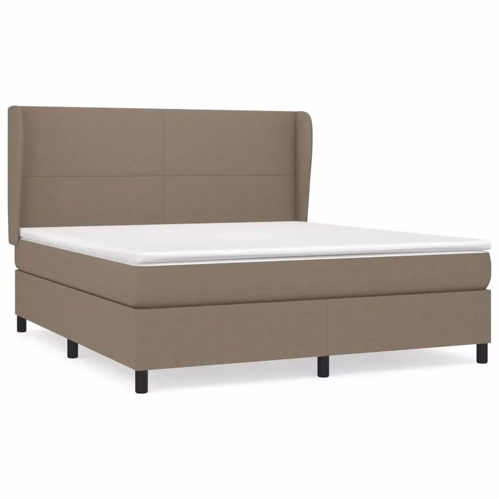 Letto Ibrido vidaXL con Giroletto a Molle e Materasso in Tessuto Beige e Bianco L/P/H: 160 x 200 x 128 cm – 2