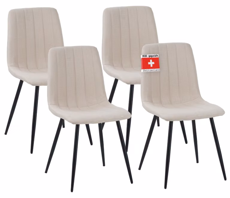 Set di 4 sedie per sala da pranzo Albatros GARDA beige - Comoda sedia imbottita per un design moderno ed elegante al tavolo da pranzo - Sedia da cucina o da sala da pranzo con elevata capacità di carico fino a 110kg