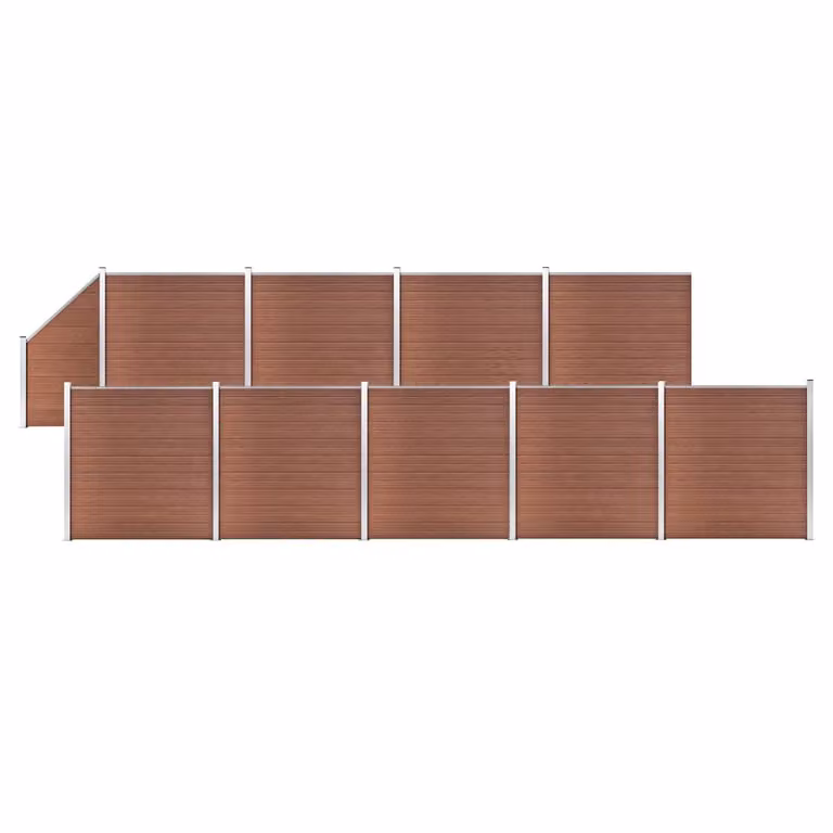 Maison Exclusive - Set di recinzione in WPC: 9 pannelli quadrati + 1 pannello obliquo, 1657 x 186 cm, marrone