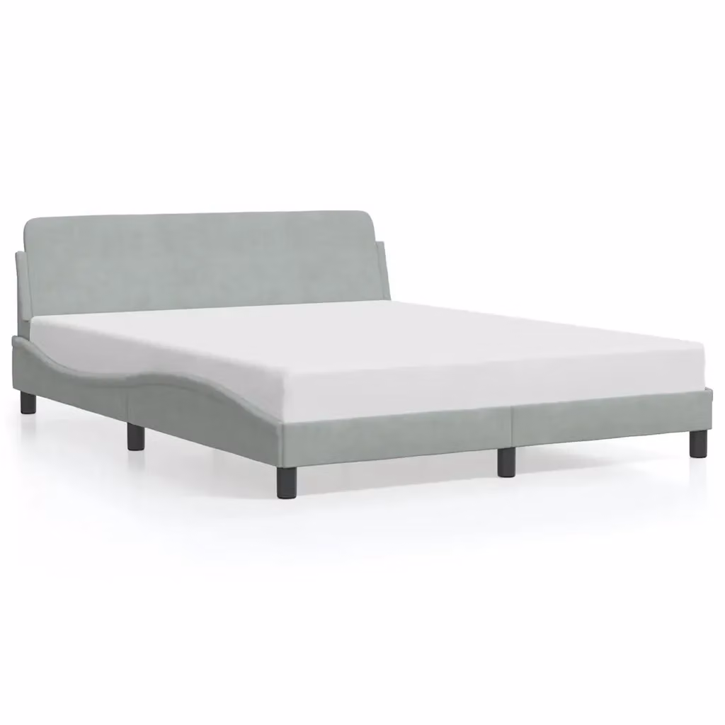 Letto con giroletto vidaXL in velluto grigio L 160 x P 200 cm – 2