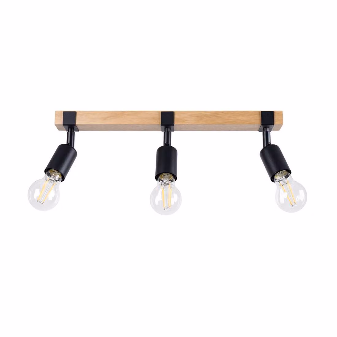 Lampada da soffitto ZUCA 3 nero 3xE27 15W acciaio/legno 14x15x53cm Sollux Lighting