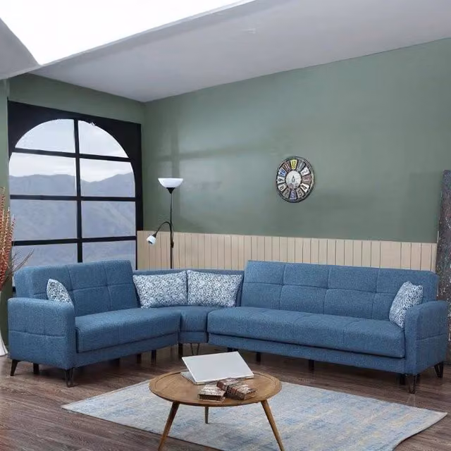 Apo Divano Letto con Penisola Contenitore DMORA Nero L/P/H: 302 x 234 x 88 cm – 1