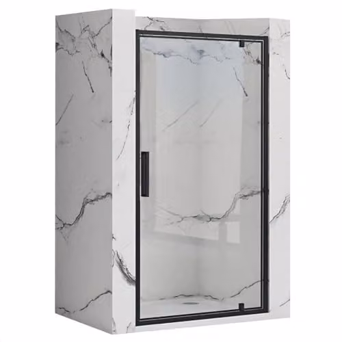Rea - Rapid Swing 90 Nero Porta Doccia Semiaperta Vetro Di Sicurezza Temperato Trasparente 6 mm (Nero) 2,5x90,5x195cm