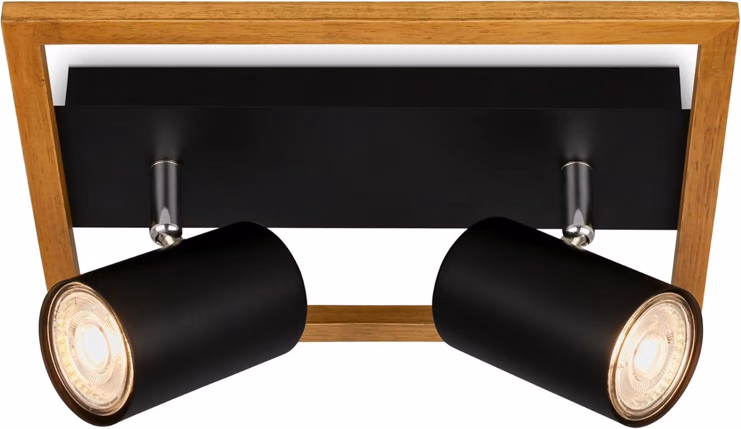 Faretto, nero, con legno, escl. 2xGU10/max. 9W