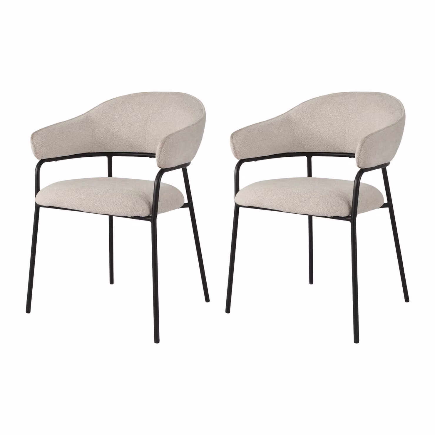 Rebecca Mobili Sedie Bakla 82,5x57x56,5 Poliestere Tessuto Acciaio Perla Bianco Nero Moderno SET 2 pezzi