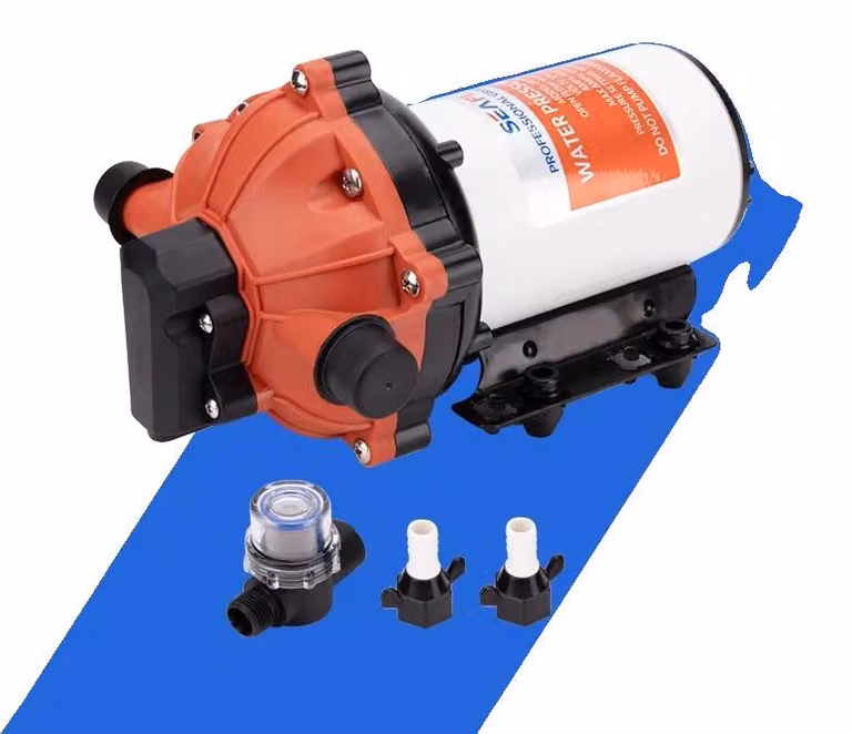Pompa per acqua, 12V DC, portata di 5,0 galloni al minuto, pressione di 60 PSI, autoaspirante, costruzione robusta e duratura