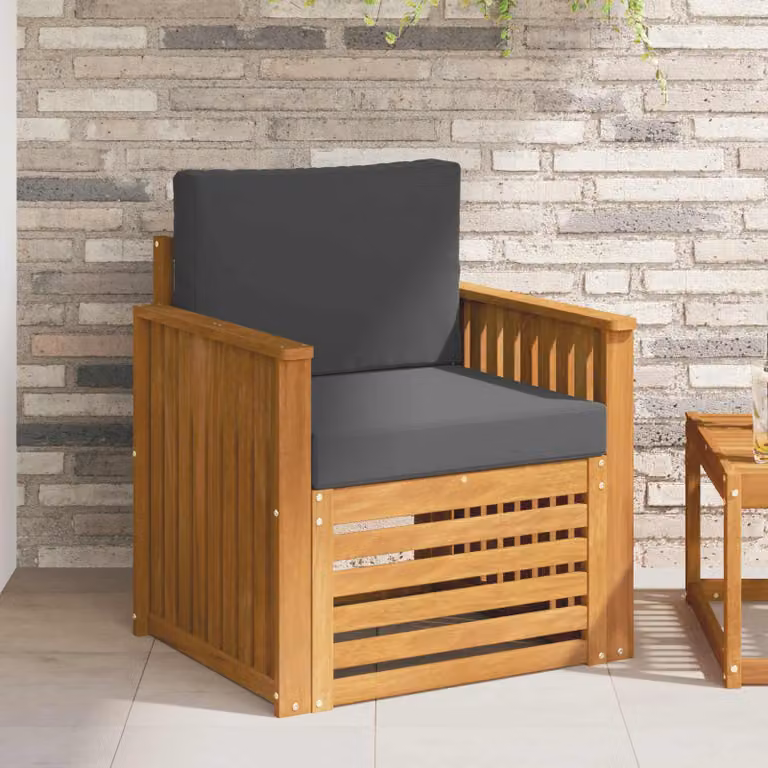 Set di divani da esterno vidaXL in legno di acacia massello con cuscini inclusi, stile moderno, colori antracite, marrone e grigio