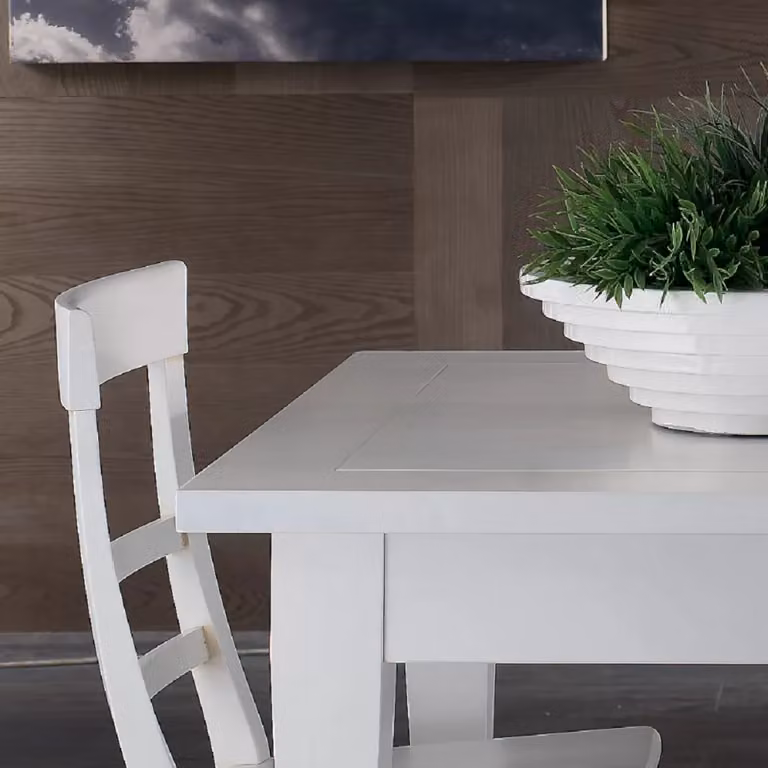 Tavolo da pranzo rettangolare shabby chic allungabile in legno bianco Mobili 2G L: 180 cm, P: 90 cm, H: 80 cm