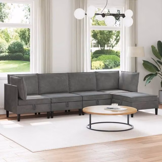 Set di mobili per il soggiorno 5 pz Grigio Scuro Velluto 3413736