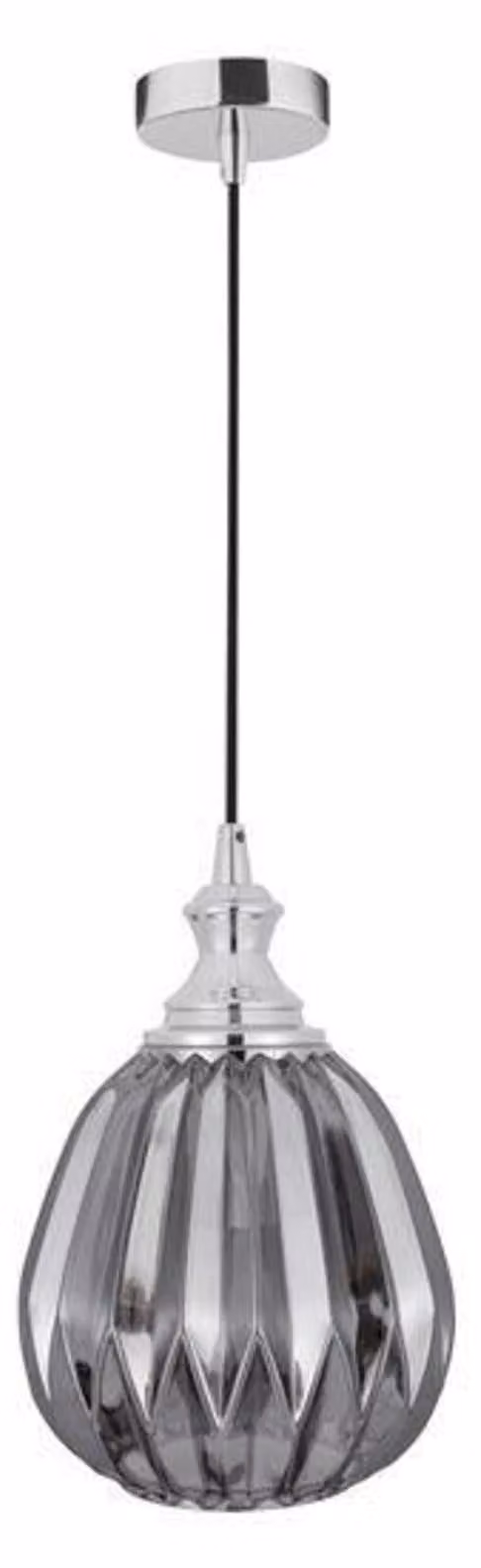 Lampada a sospensione NOVA LUCE ZARLEY, metallo cromato, vetro grigio fumo, E27, 1x12W, 230V, IP20, lampadina non inclusa, 9066101