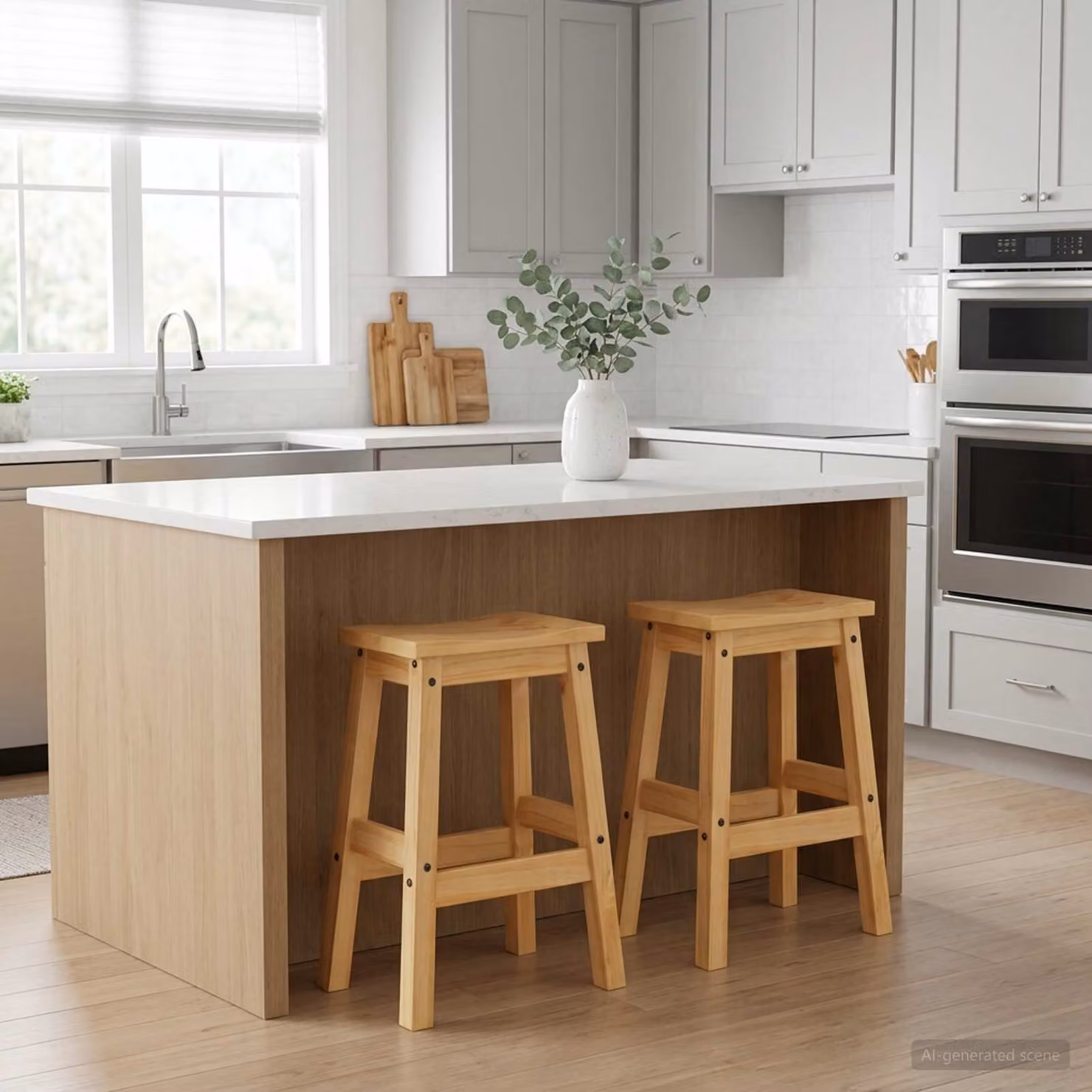 Set di 2 sgabelli da bar vidaXL in legno di pino color marrone con finitura cera di miele L/P/H: 44 x 30 x 63 cm