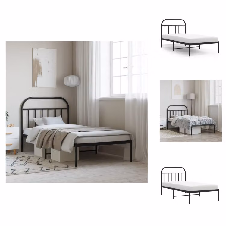 vidaXL Struttura letto con testiera in metallo nero 100x200 cm - Letti e strutture letto