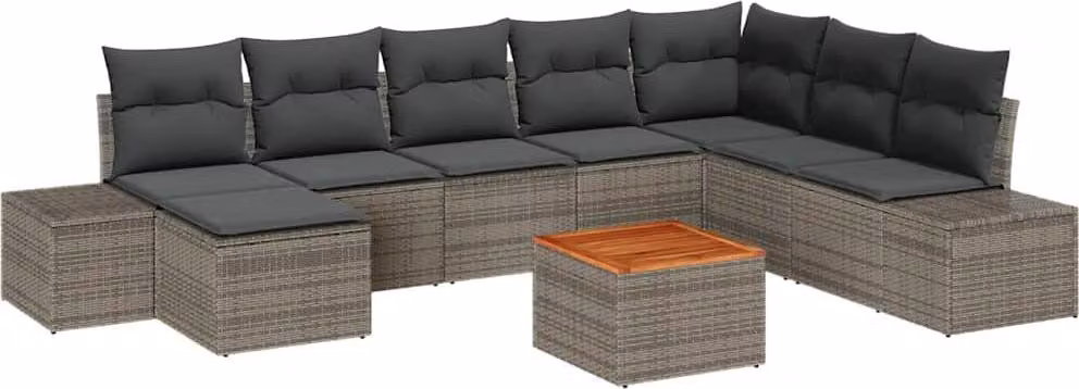 Set Divano da Giardino 9 pcs Grigio