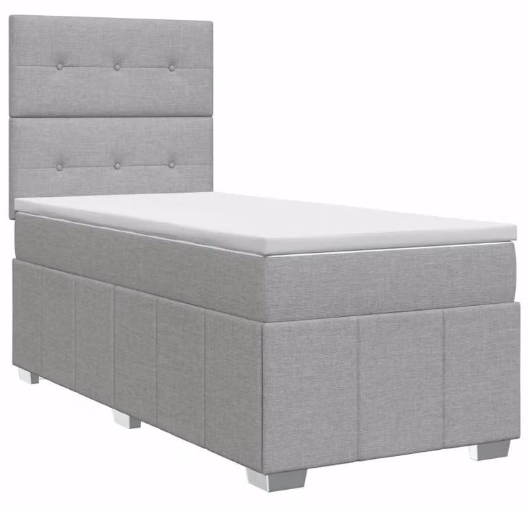 Letto a molle con materasso grigio chiaro 100 x 200 cm in tessuto