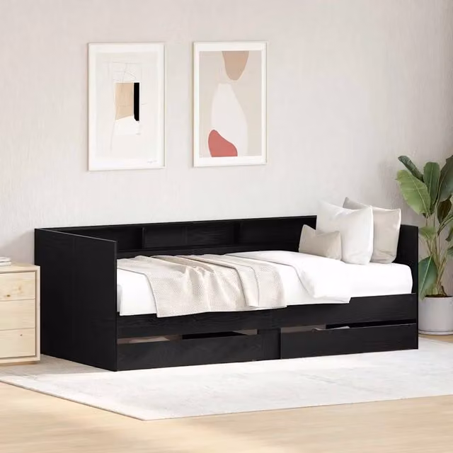 Daybed Rovere Nero 90 x 200 cm Legno ingegnerizzato 3334001