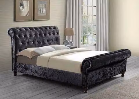 Chesterfield Hotel Doppel Leder Bett Schlafzimmer Polster Luxus Betten 180x200cm