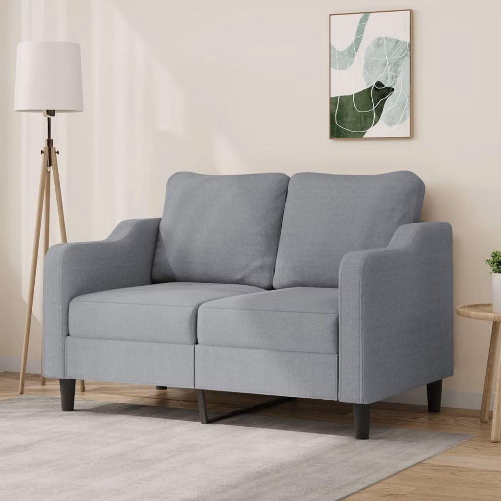 vidaXL Divano a 2 Posti Moderno in Tessuto Grigio con Struttura in Metallo per Soggiorno L: 138 cm, P: 77 cm, H: 80 cm