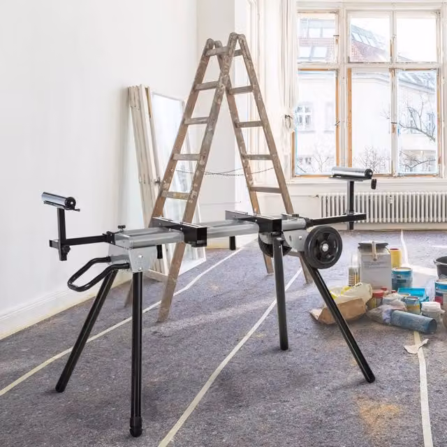 Supporto per troncatrice pieghevole WISHDOR in acciaio nero con portata 150 kg L: 123 cm, H: 96 cm, P: 73 cm
