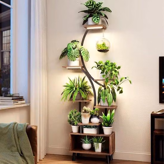 Azomor: supporti alti per piante con lampada da coltivazione a LED per uso interno ed esterno