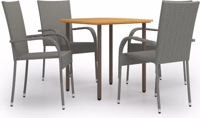 Maison Exclusive - Set Mobili da Pranzo Giardino 5 pz in Polyrattan Grigio