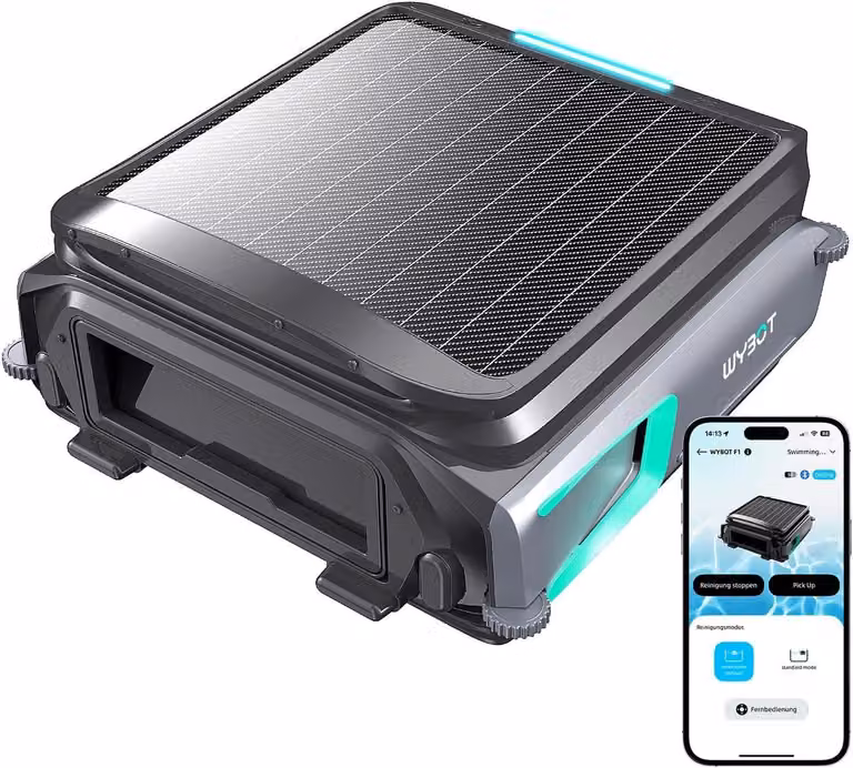 Skimmer solare per piscine, robot per la pulizia della piscina a batteria, estremamente silenzioso, controllabile tramite app, adatto a tutte le piscine, colore nero-verde (caricabatterie non incluso, vedere l'offerta speciale)