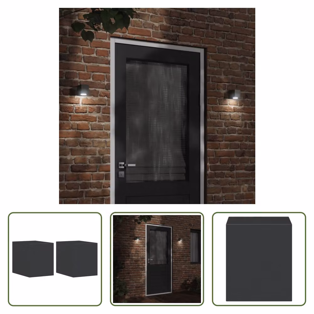 The Living Store Luci da parete per esterni 2 pezzi in alluminio pressofuso nero