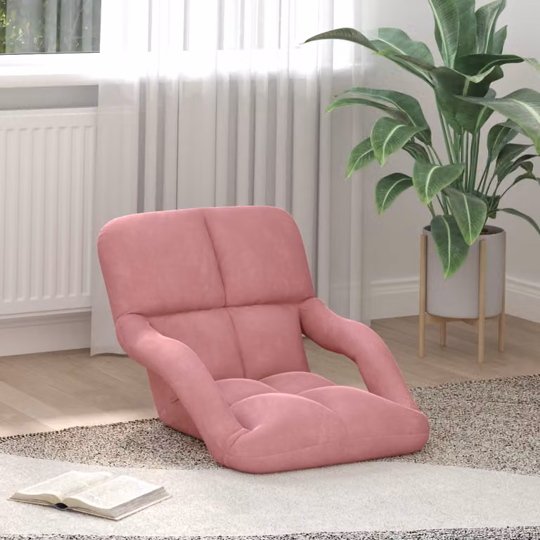 Sedia a pavimento regolabile vidaXL in velluto rosa