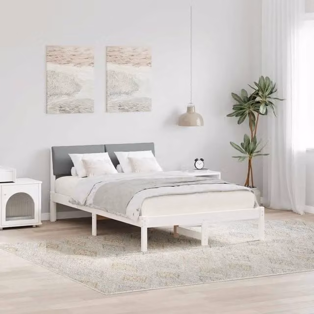 Struttura del letto-Giroletto-Rete del Letto Bianco e grigio chiaro 120 x 200 cm 546351