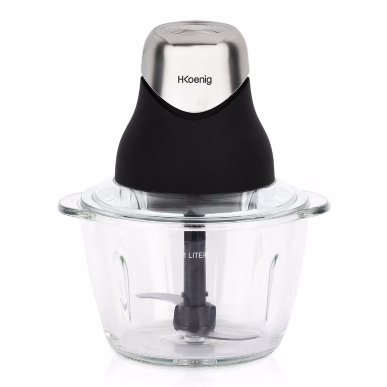 Mini tritatutto elettrico H.Koenig LEO8 in acciaio inossidabile e vetro, nero
