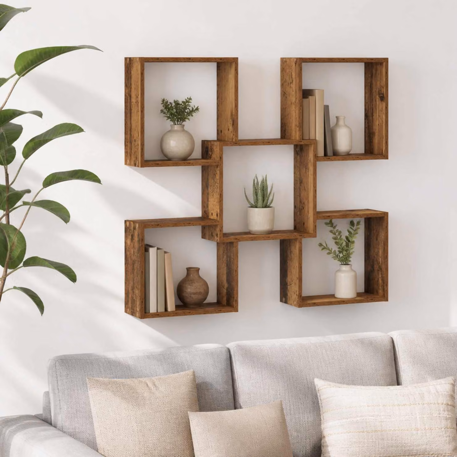 Scaffale da parete moderno vidaXL in legno marrone L: 99,5 cm, P: 17 cm, H: 91 cm