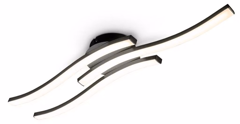 B.K.Licht Plafoniera LED, luce calda 3000K, LED integrati 3x6W 3x480Lm, dimensione 56,5x12cm, lampada da soffitto moderna per cucina o camera da letto, lampadario in metallo nero 230V IP20