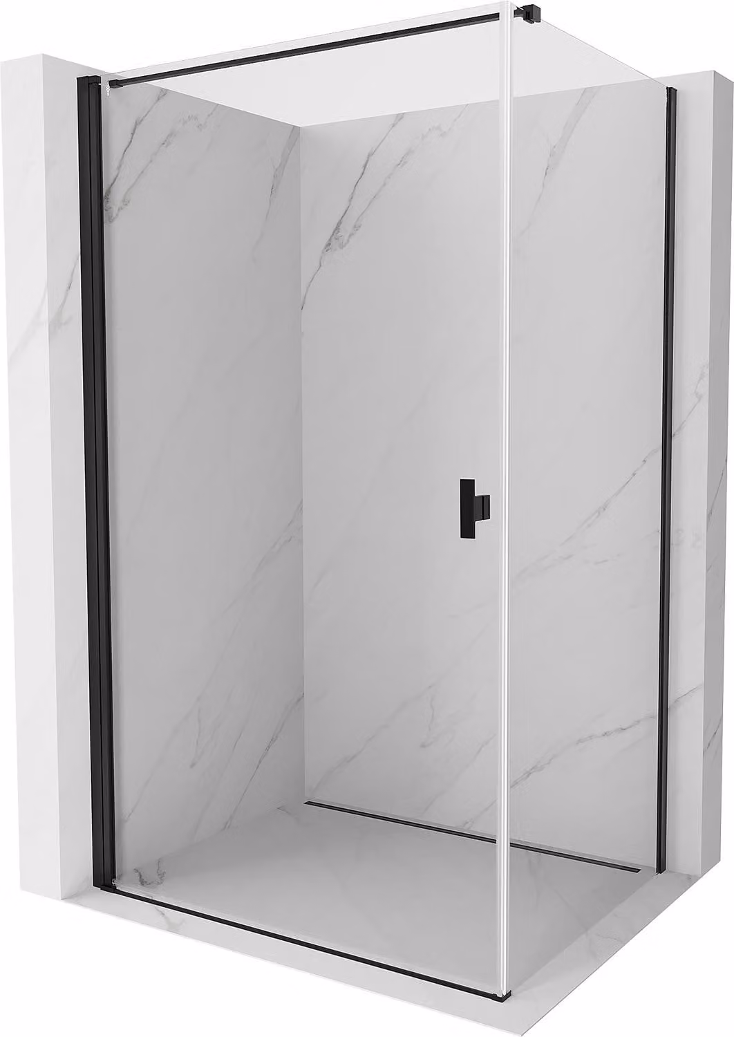 Mexen Mist-B cabina doccia battente 90 x 70 cm, trasparente, nera - 8A2T-090-070-70-00