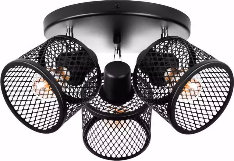 BASKET 3 Lampada da soffitto Industrial Metallo 3xE27 Nero