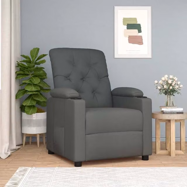 Divano Sedia-Poltrona Reclinabile in Tessuto Grigio Scuro 883517