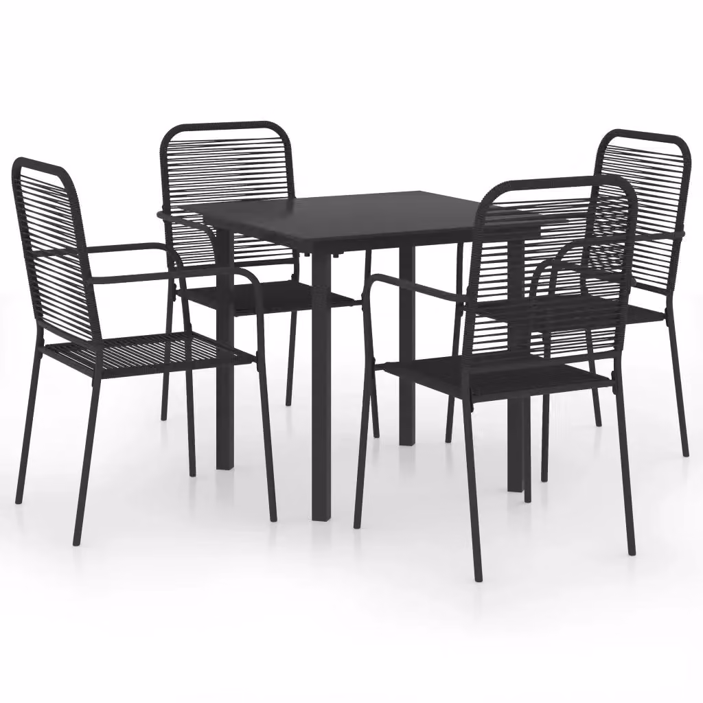 Set da pranzo da giardino vidaXL in vetro e acciaio nero opaco, 5 pezzi – 2