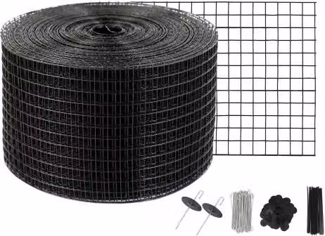 VEVOR Kit di protezione per pannelli solari anti-uccelli con rete metallica in PVC e fascette in acciaio inox, colore nero, L: 20,3 cm, Lunghezza: 30,5 m