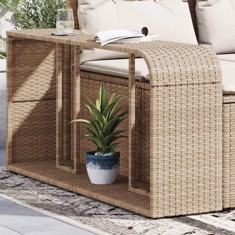 Set di 2 Scaffali Portaoggetti vidaXL in Polyrattan e Metallo, Colore Beige
