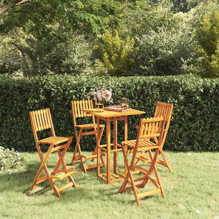 Set da Bar per Esterni vidaXL in Legno di Acacia Marrone, 5 Pezzi