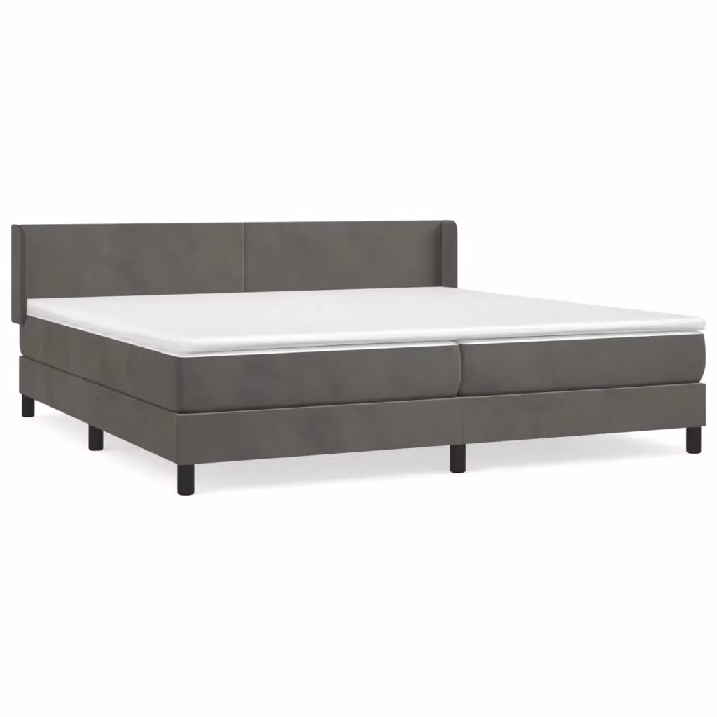 vidaXL Giroletto a Molle con Materasso Ibrido in Velluto Grigio, L/P: 200 x 200 cm – 2