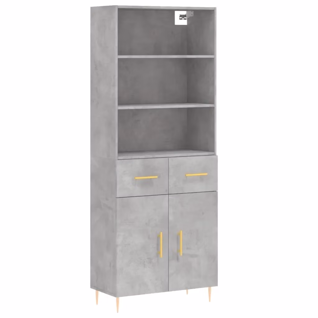 Credenza Buffet Design Mania Grigio Cemento in Legno e Metallo per Cucina e Sala da Pranzo L: 69,5 cm, P: 34 cm, H: 180 cm – 2