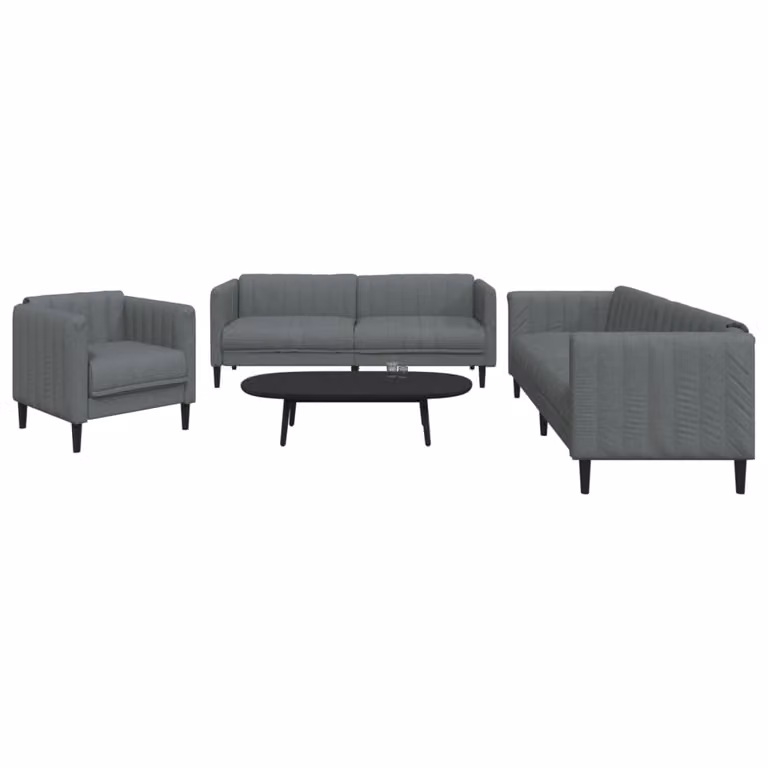 Set di divani 3 pezzi vidaXL in tessuto grigio con design moderno per il tuo soggiorno