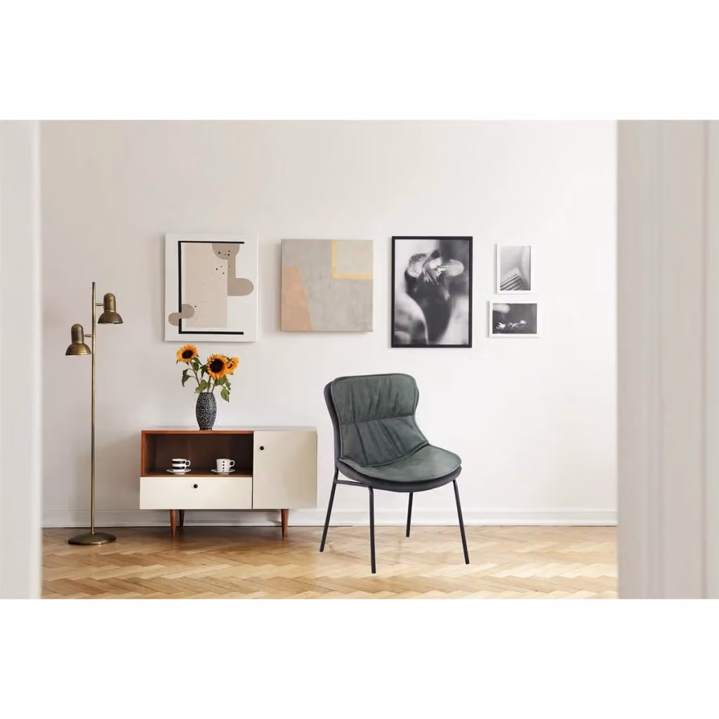 Sedia di design Brady KENDRA HOME in ecopelle verde, grigio e nero con struttura in metallo e finitura opaca – 2