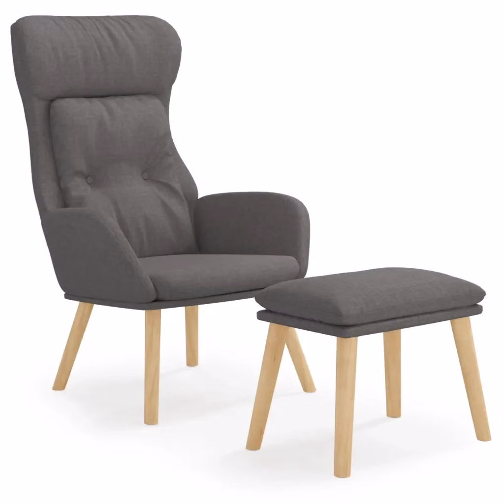 Poltrona Relax con Poggiapiedi vidaXL Grigio Moderno in Tessuto e Struttura in Metallo – 2
