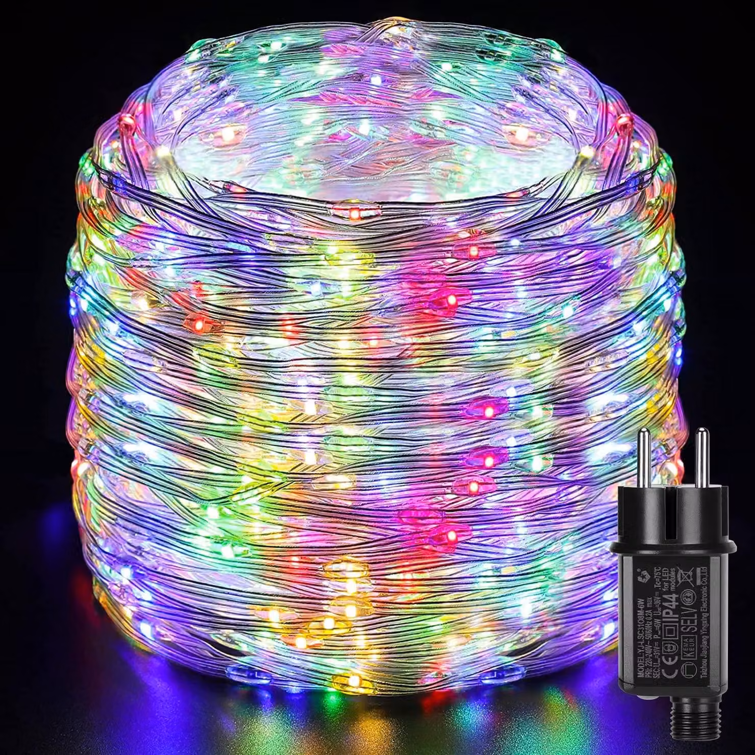 Catena luminosa a LED, 50 metri, 1000 LED, multicolore, grado di protezione IP65, 8 modalità, per uso esterno
