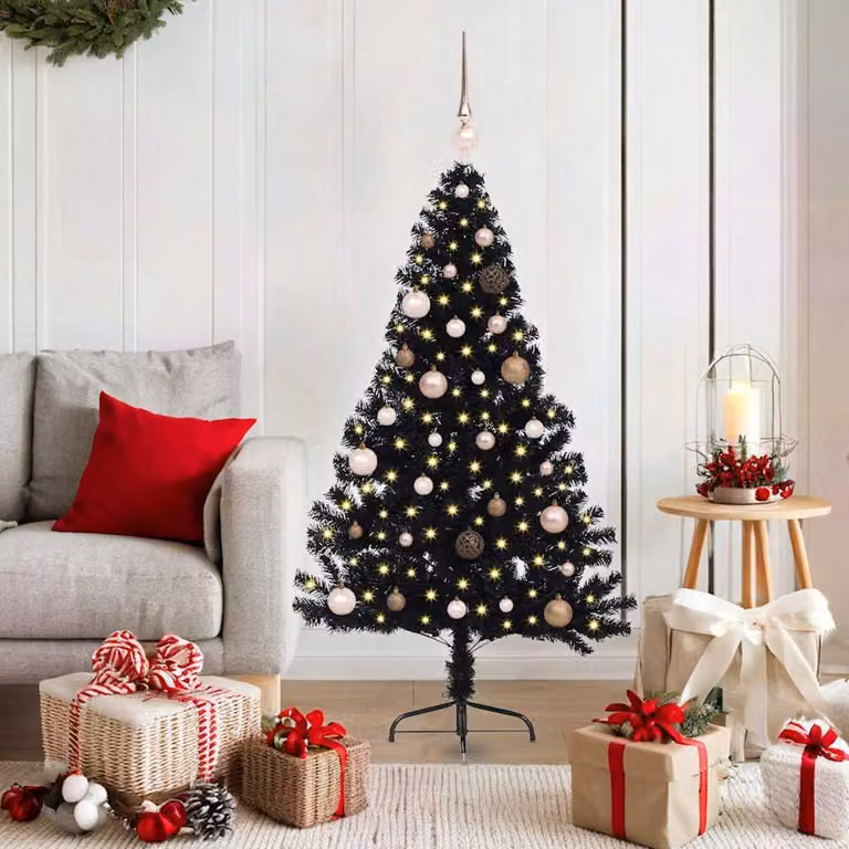 Maison Exclusive - Albero di Natale artificiale preilluminato Nero 150 cm PVC