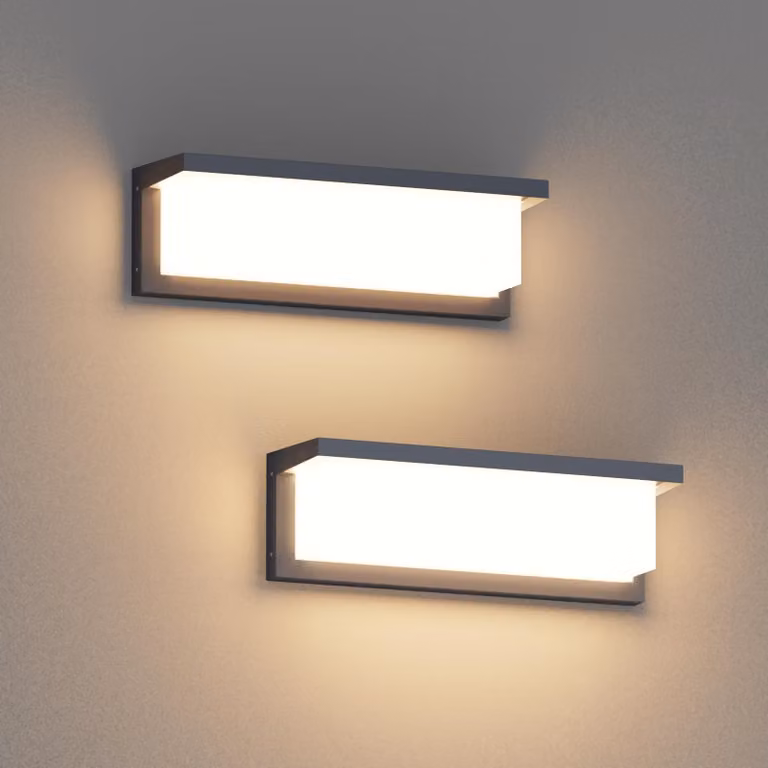 Set di 2 applique a parete, 36 W LED, 3500 lumen, grado di protezione IP65, colore antracite