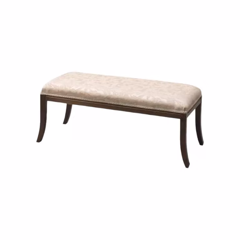 Panca imbottita con tessuto floreale rosa e legno di pino noce scuro Mobili 2G L: 95 cm, P: 43 cm, H: 43 cm